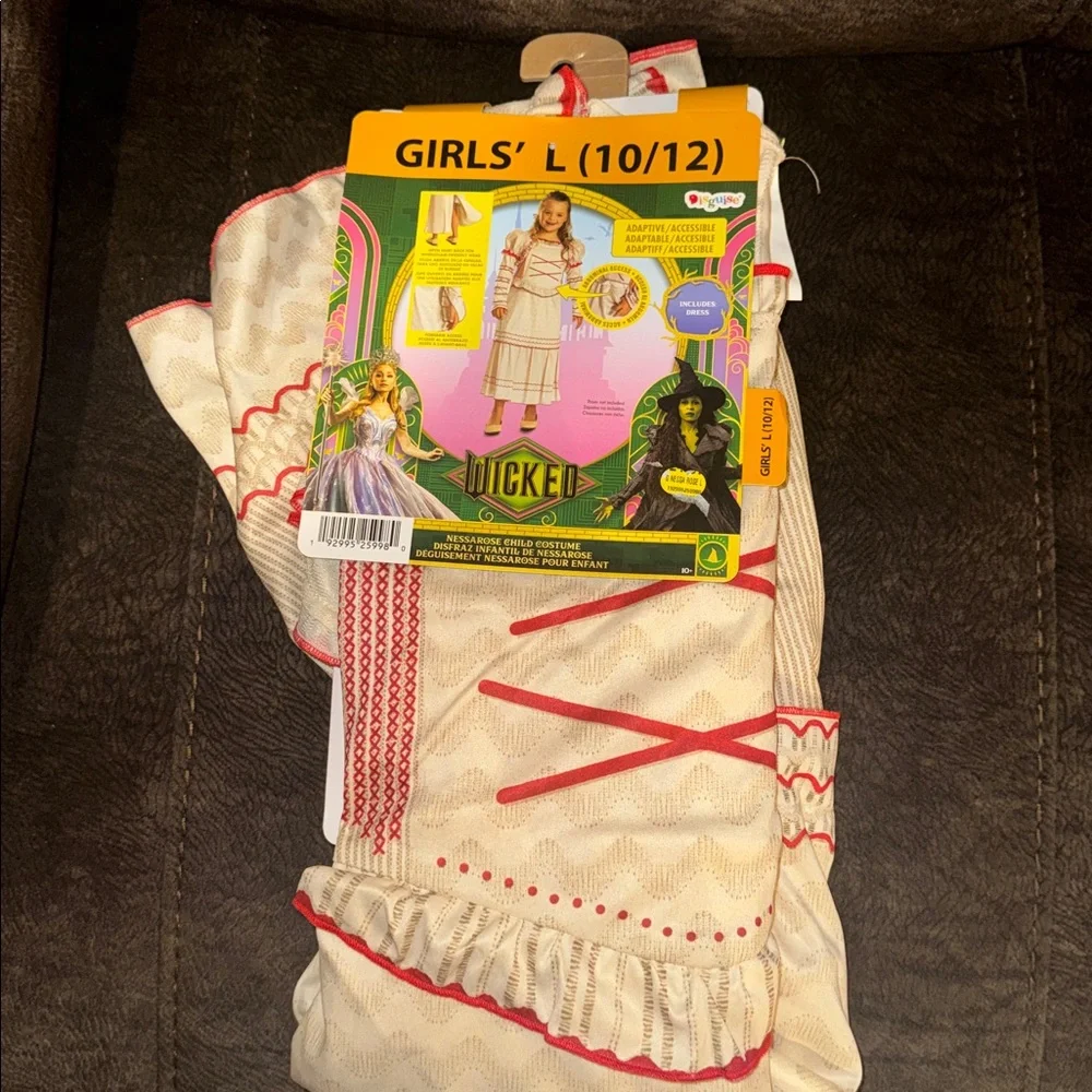 Wicked Nessa Costume for Kids - Cream and Red Large 10/12. ‎ NWT